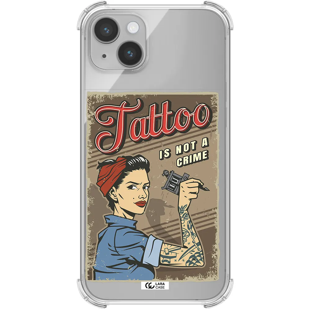 a woman with tattoo on her arm Apple iPhone 14 Clear PC Case