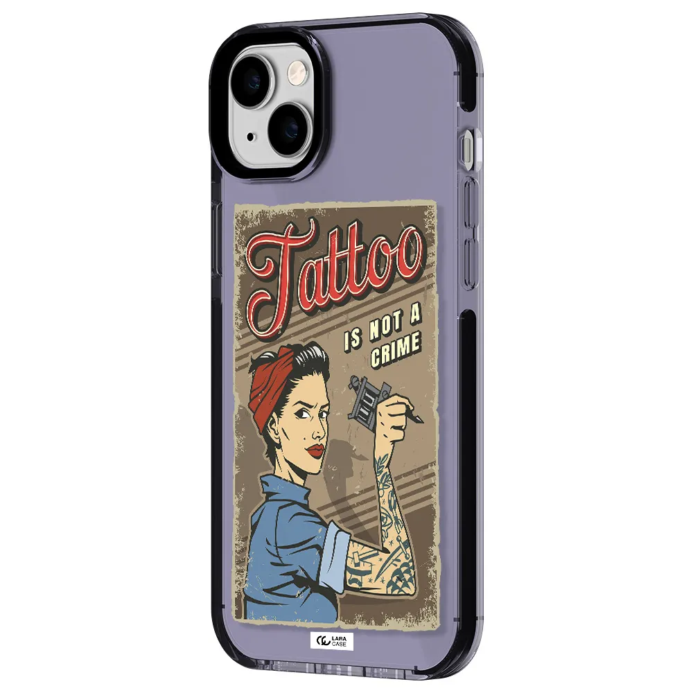a woman with tattoo on her arm Apple iPhone 14 plus impact Lilac Case