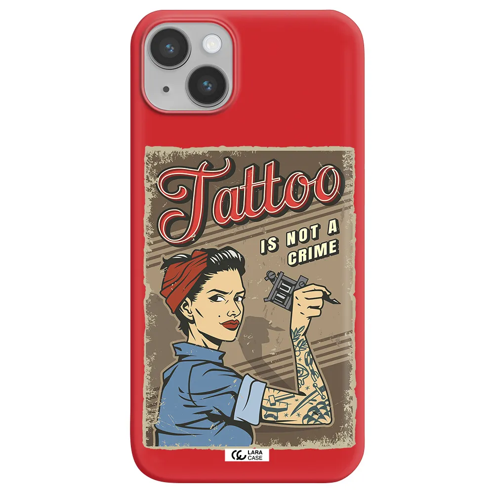 a woman with tattoo on her arm Apple iPhone 14 plus Silicone Imperial Red Case