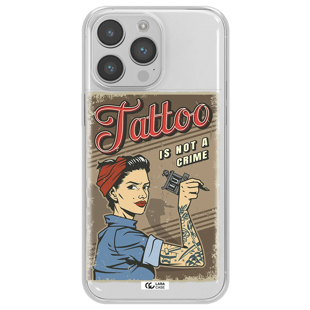 a woman with tattoo on her arm Apple iPhone 14 pro Clear TPU Case