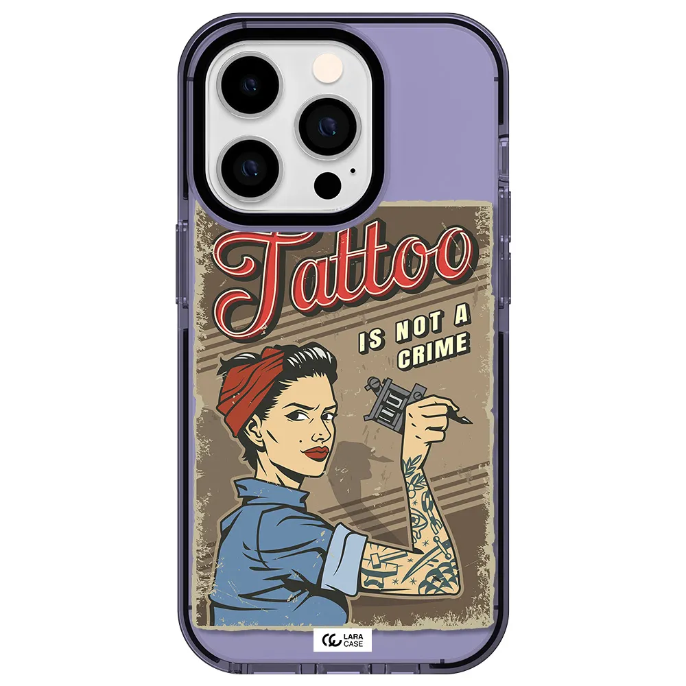a woman with tattoo on her arm Apple iPhone 14 pro impact Lilac Case