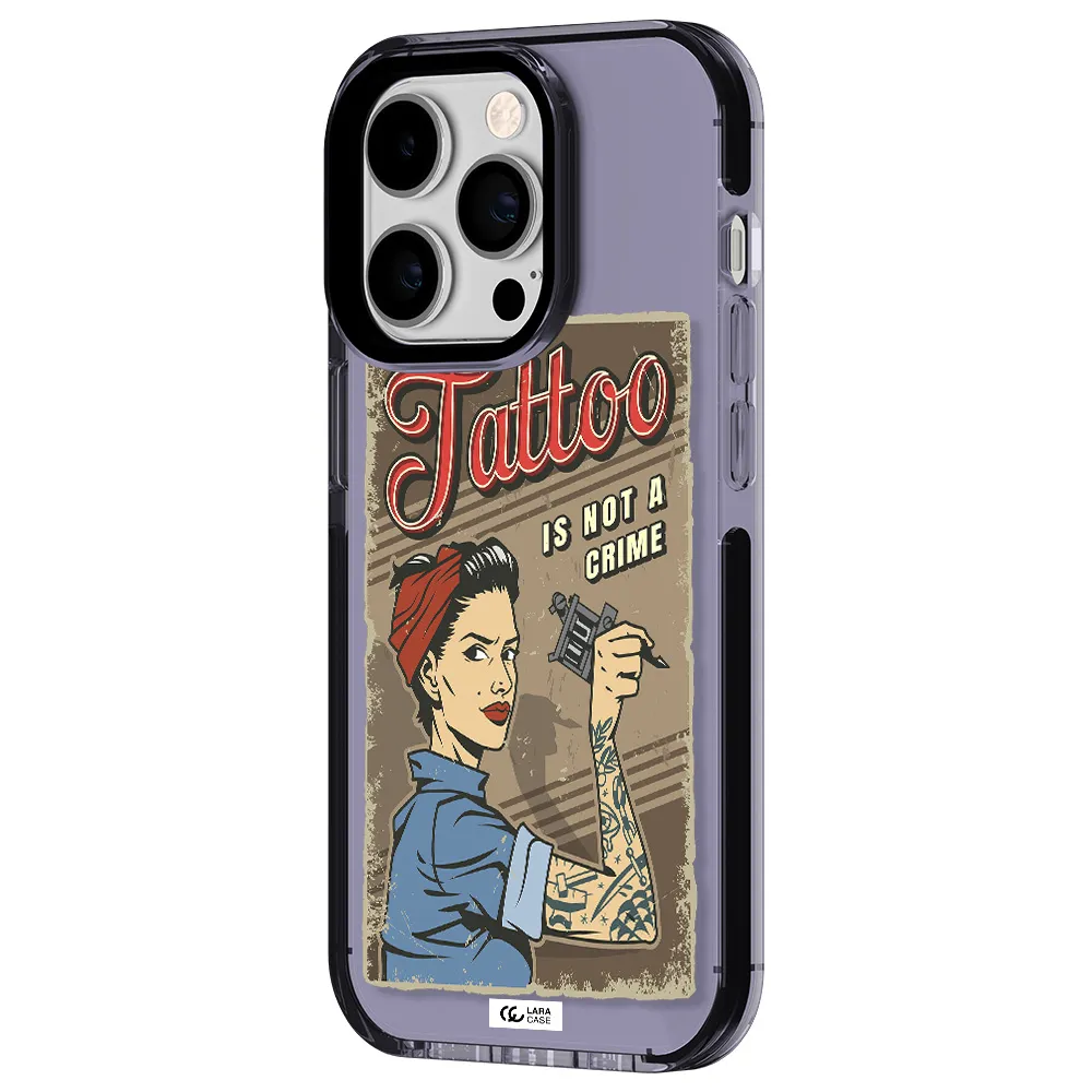 a woman with tattoo on her arm Apple iPhone 14 pro impact Lilac Case