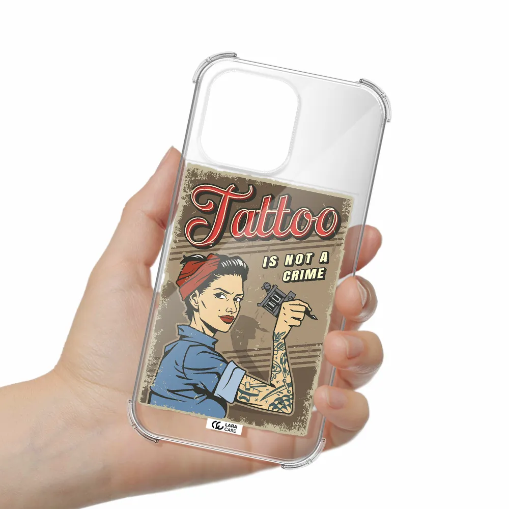 a woman with tattoo on her arm Apple iPhone 14 pro max Clear PC Case