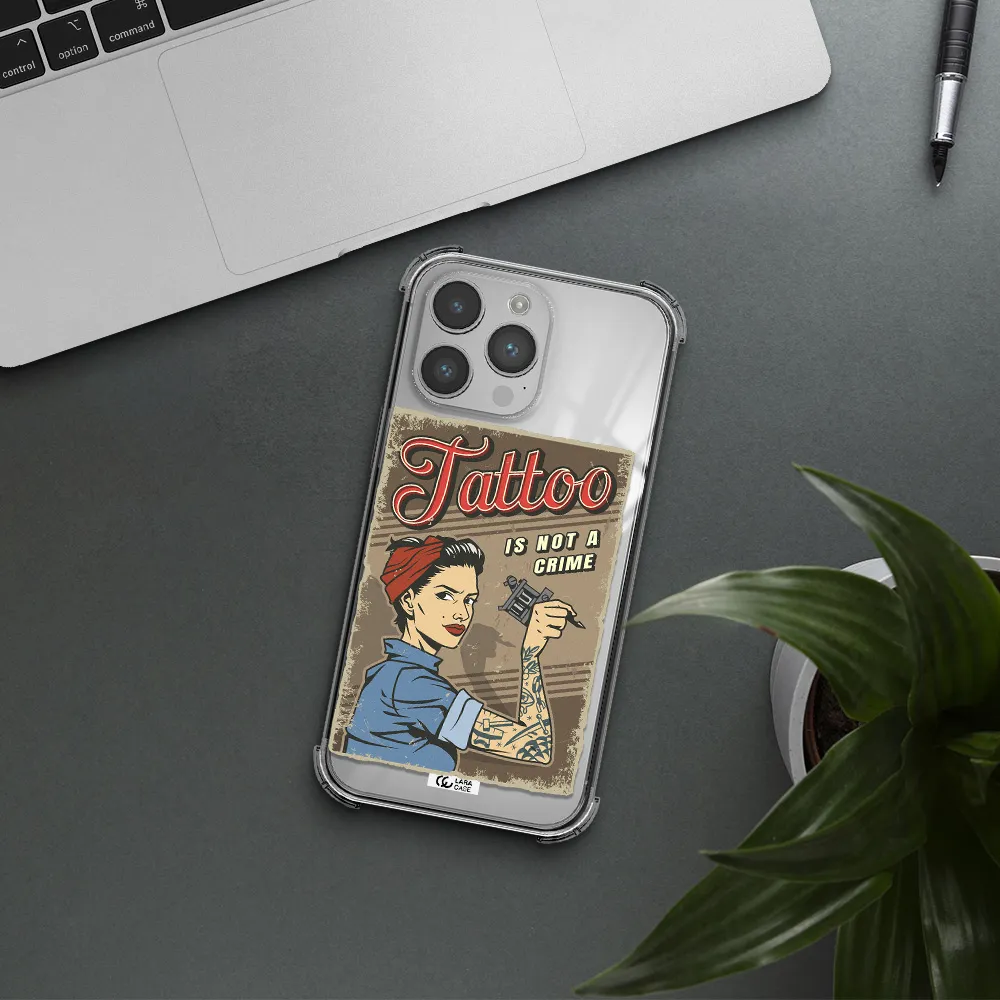 a woman with tattoo on her arm Apple iPhone 14 pro max Clear PC Case