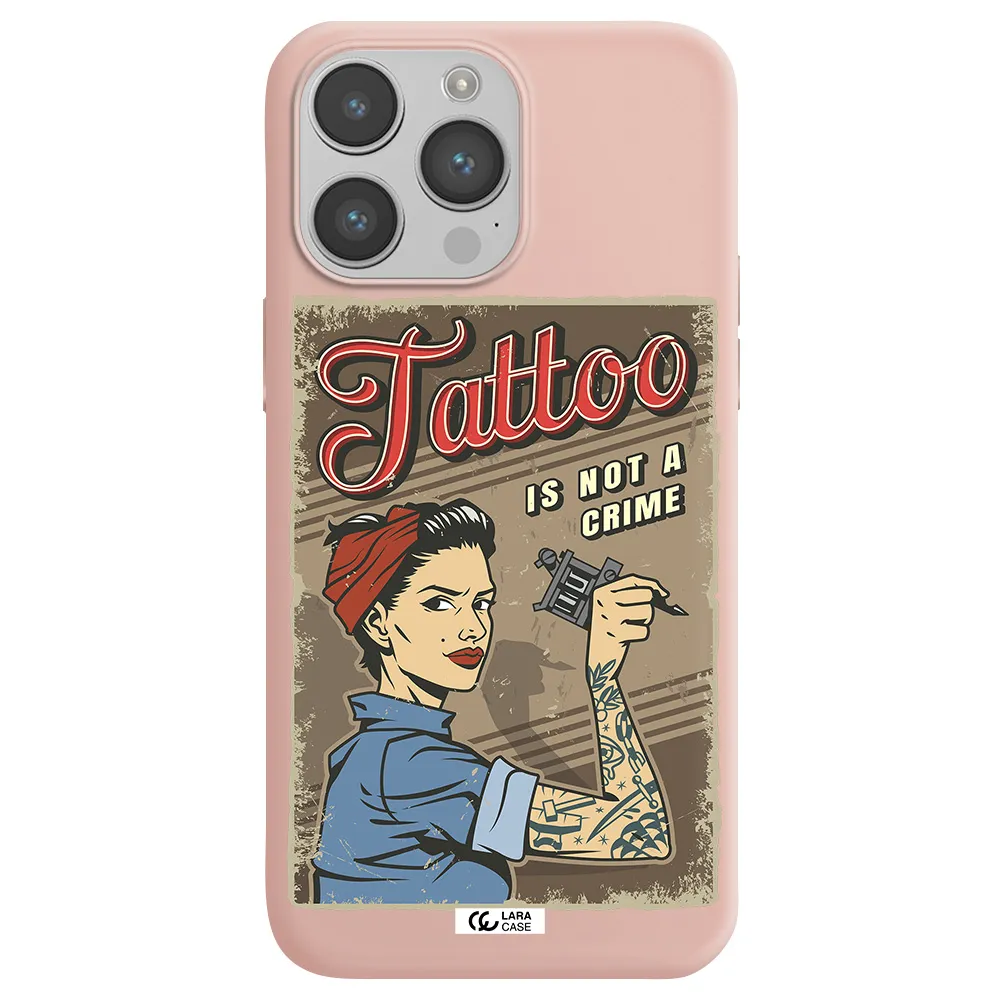 a woman with tattoo on her arm Apple iPhone 14 pro max Silicone pastel pink Case