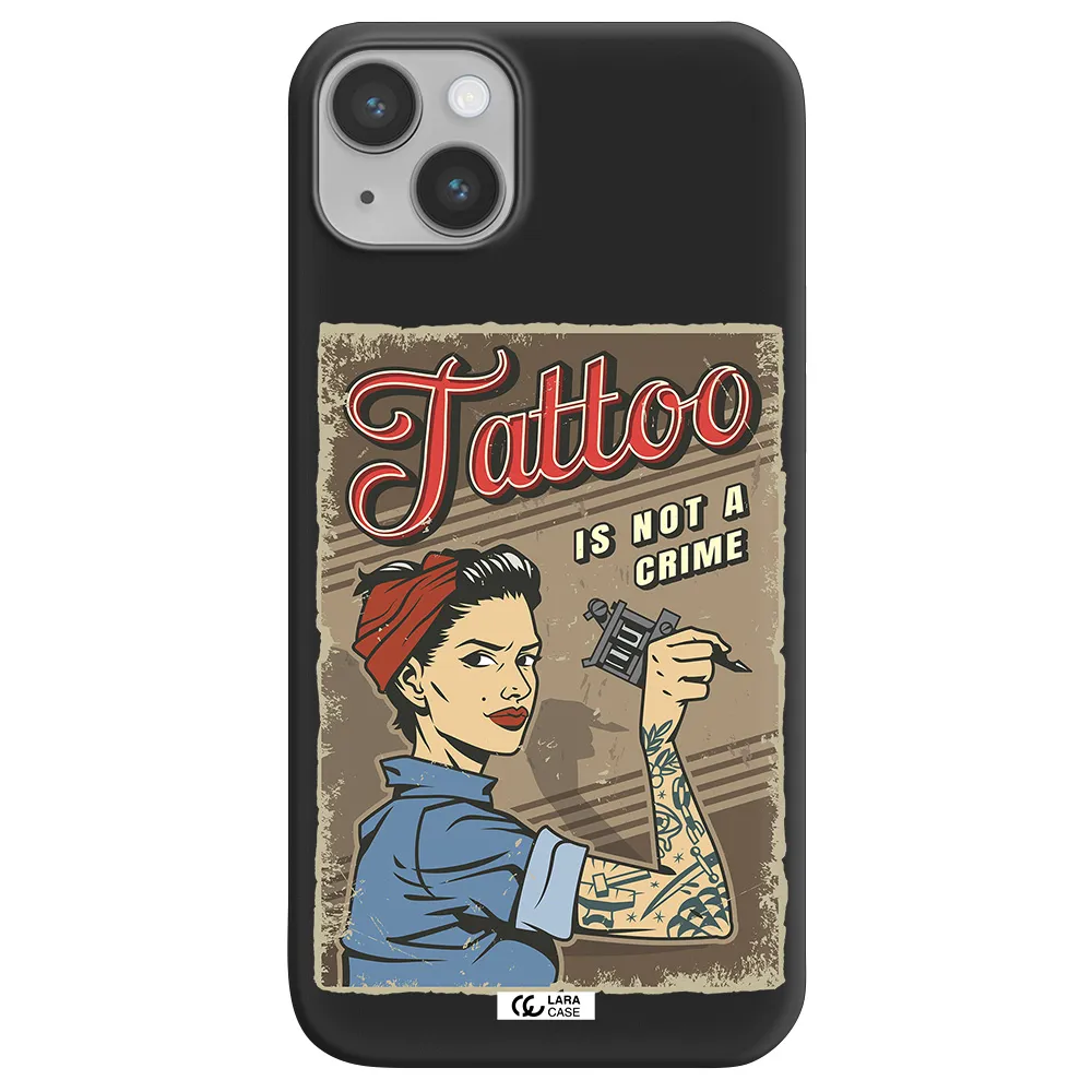 a woman with tattoo on her arm Apple iPhone 14 Silicone black Case