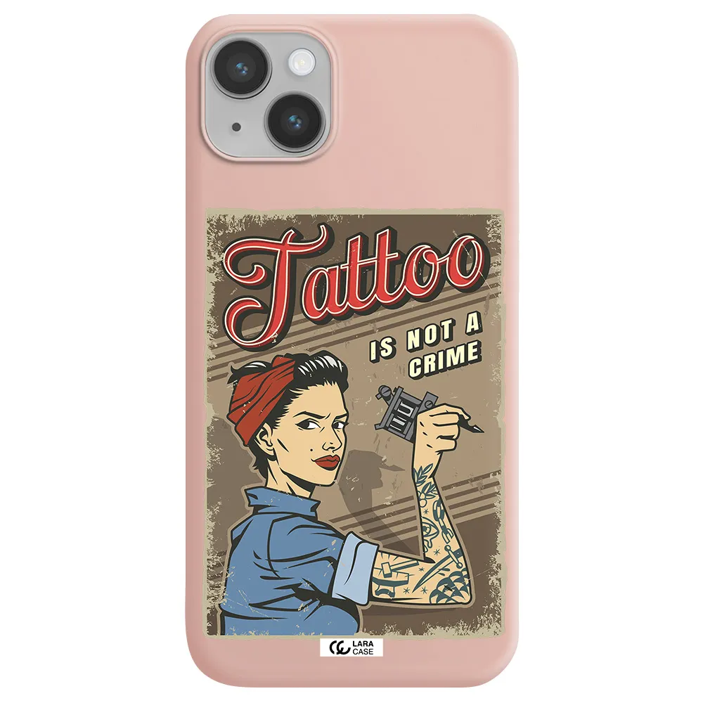a woman with tattoo on her arm Apple iPhone 14 Silicone pastel pink Case