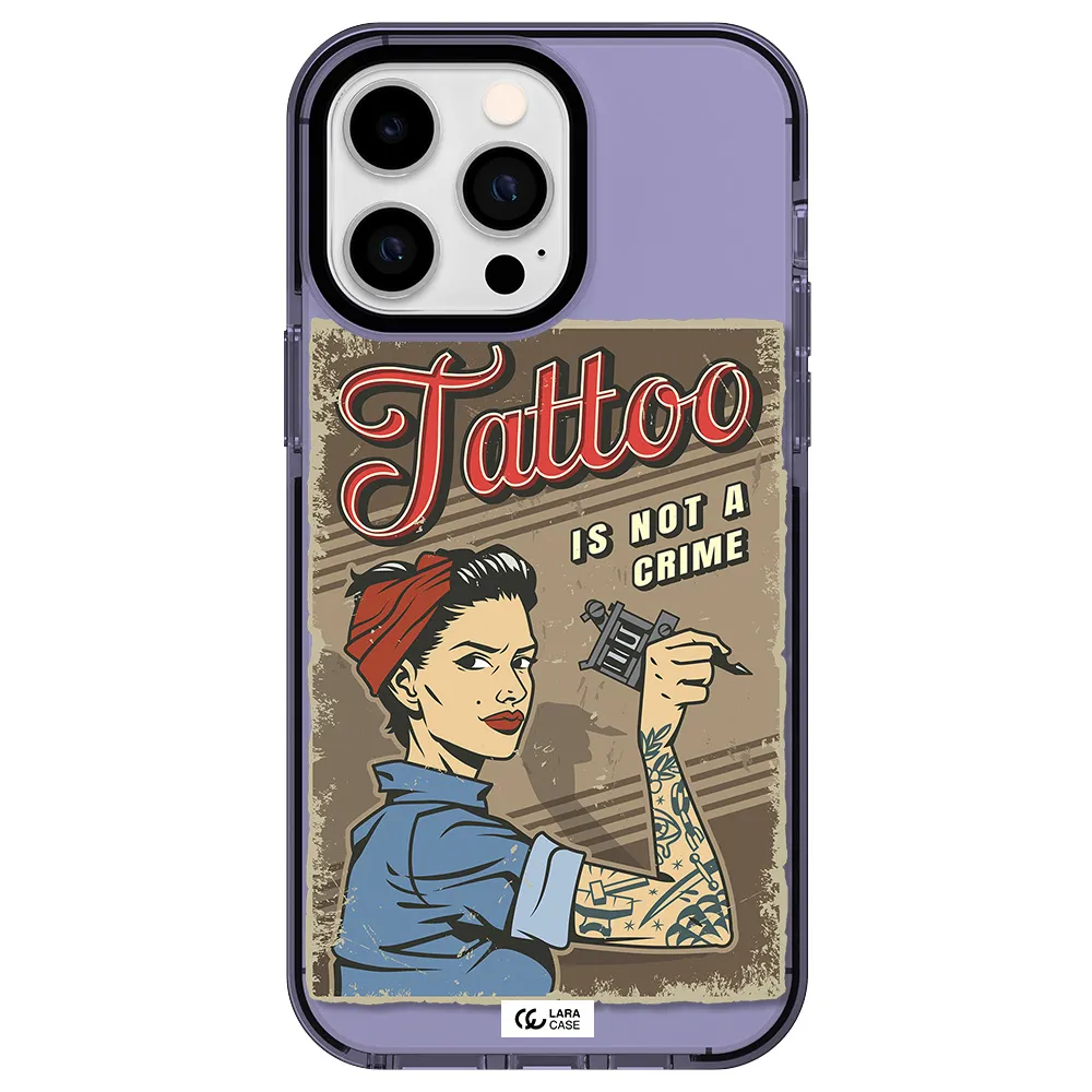 a woman with tattoo on her arm Apple iPhone 15 Pro impact Lilac Case