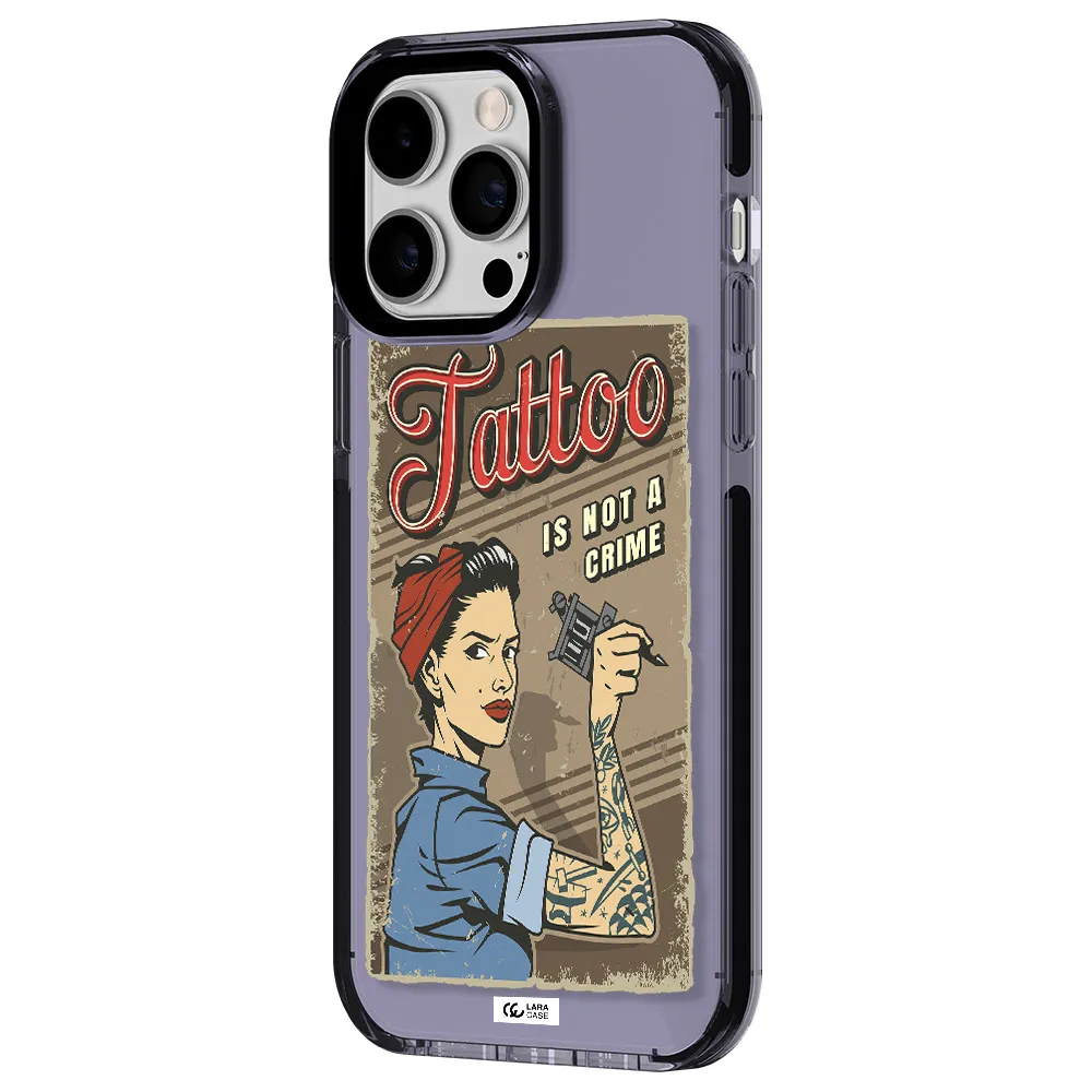 a woman with tattoo on her arm Apple iPhone 15 Pro impact Lilac Case