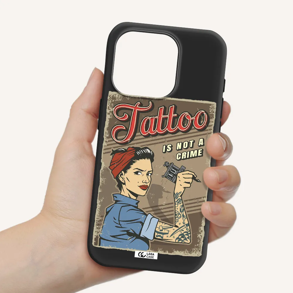 A Woman With Tattoo On Her Arm Apple Iphone 15 Pro Silicone Black Case