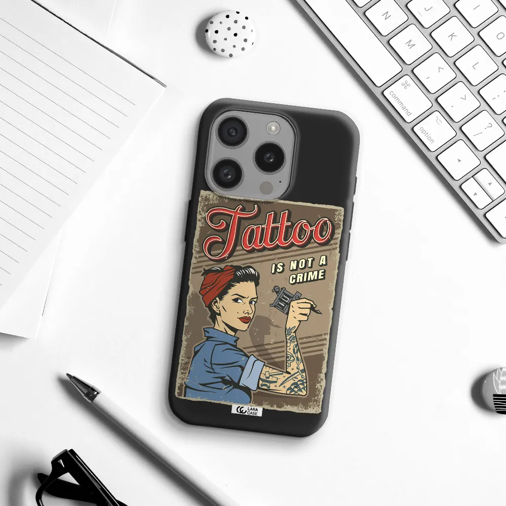 A Woman With Tattoo On Her Arm Apple Iphone 15 Pro Silicone Black Case