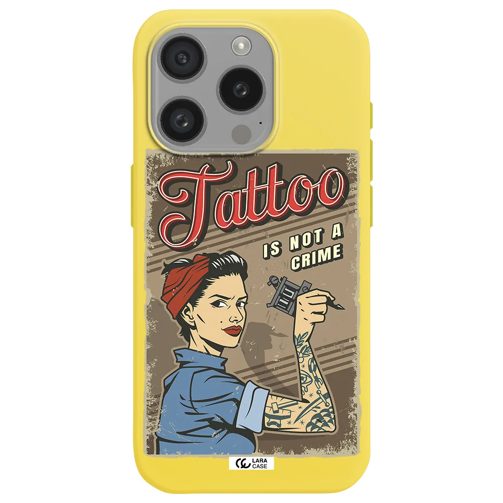 A Woman With Tattoo On Her Arm Apple Iphone 15 Pro Silicone Canary Yellow Case
