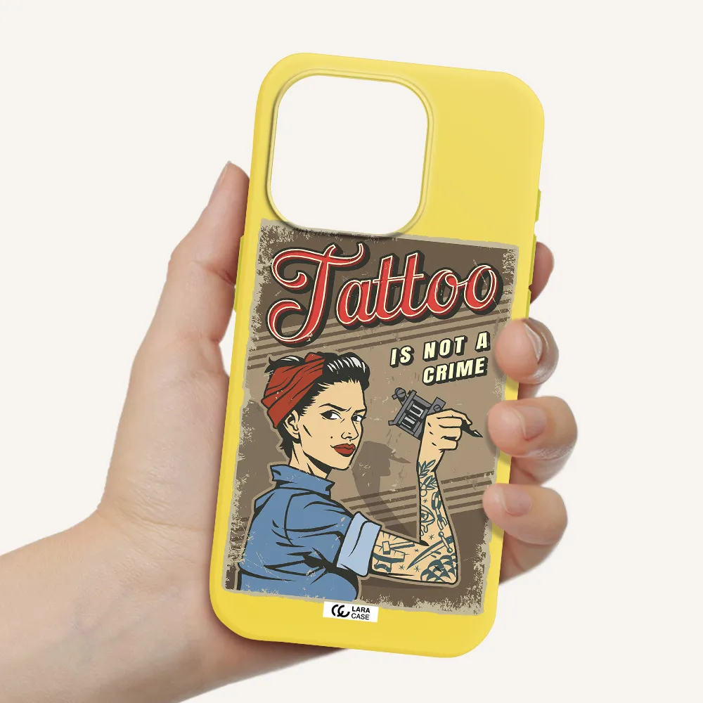 A Woman With Tattoo On Her Arm Apple Iphone 15 Pro Silicone Canary Yellow Case