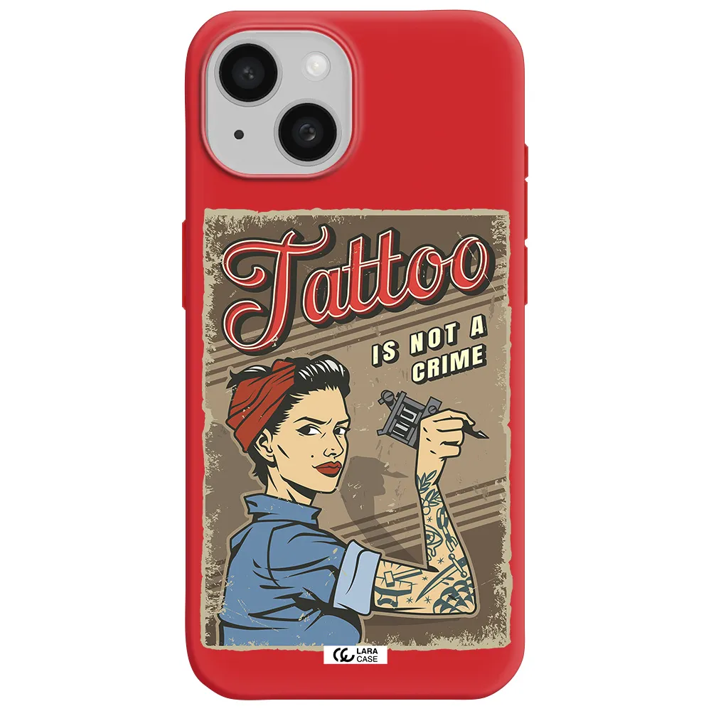 A Woman With Tattoo On Her Arm Apple Iphone 15 Silicone Imperial Red Case