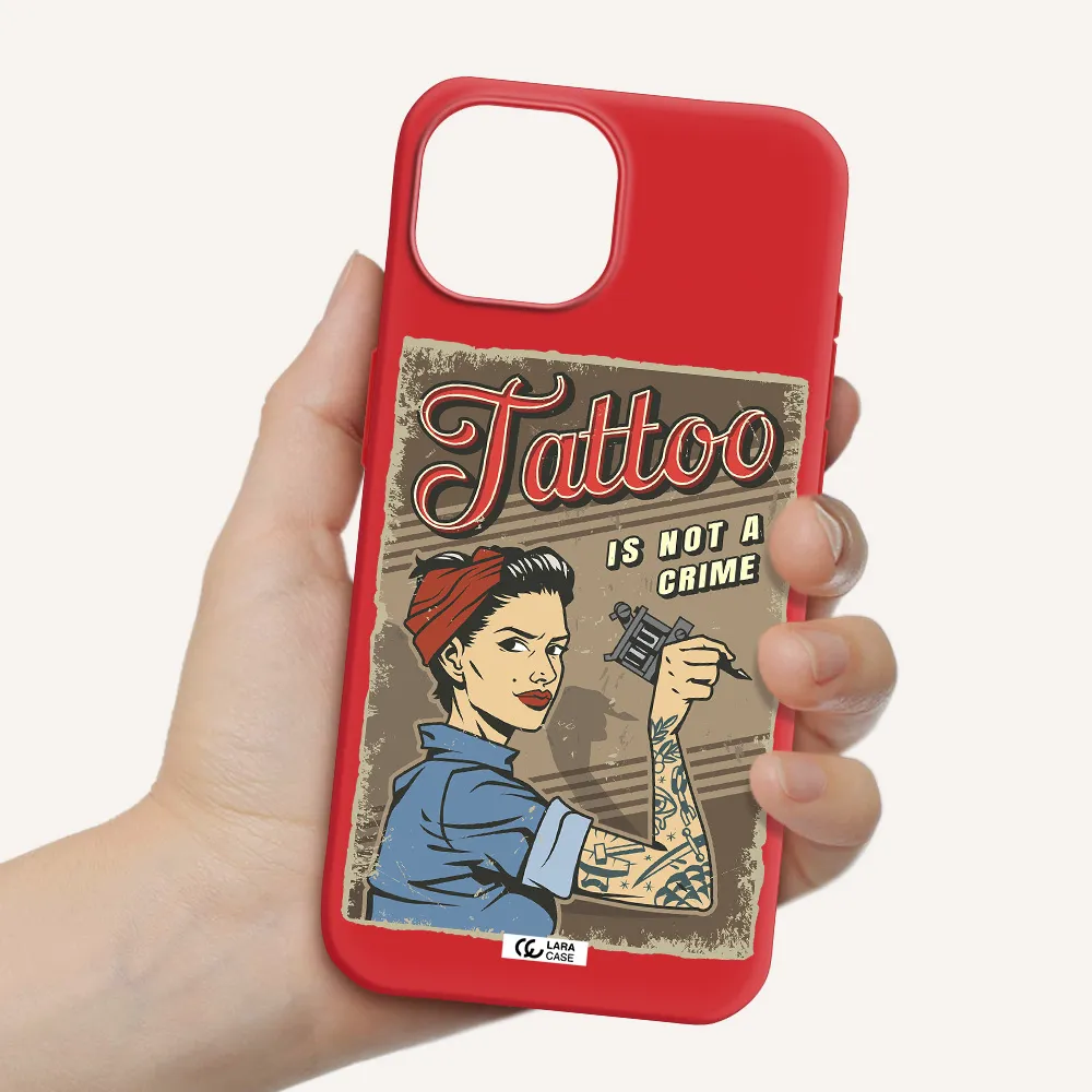 A Woman With Tattoo On Her Arm Apple Iphone 15 Silicone Imperial Red Case
