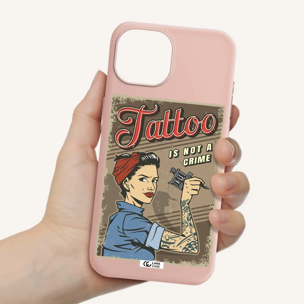 A Woman With Tattoo On Her Arm Apple Iphone 15 Silicone Pastel Pink Case