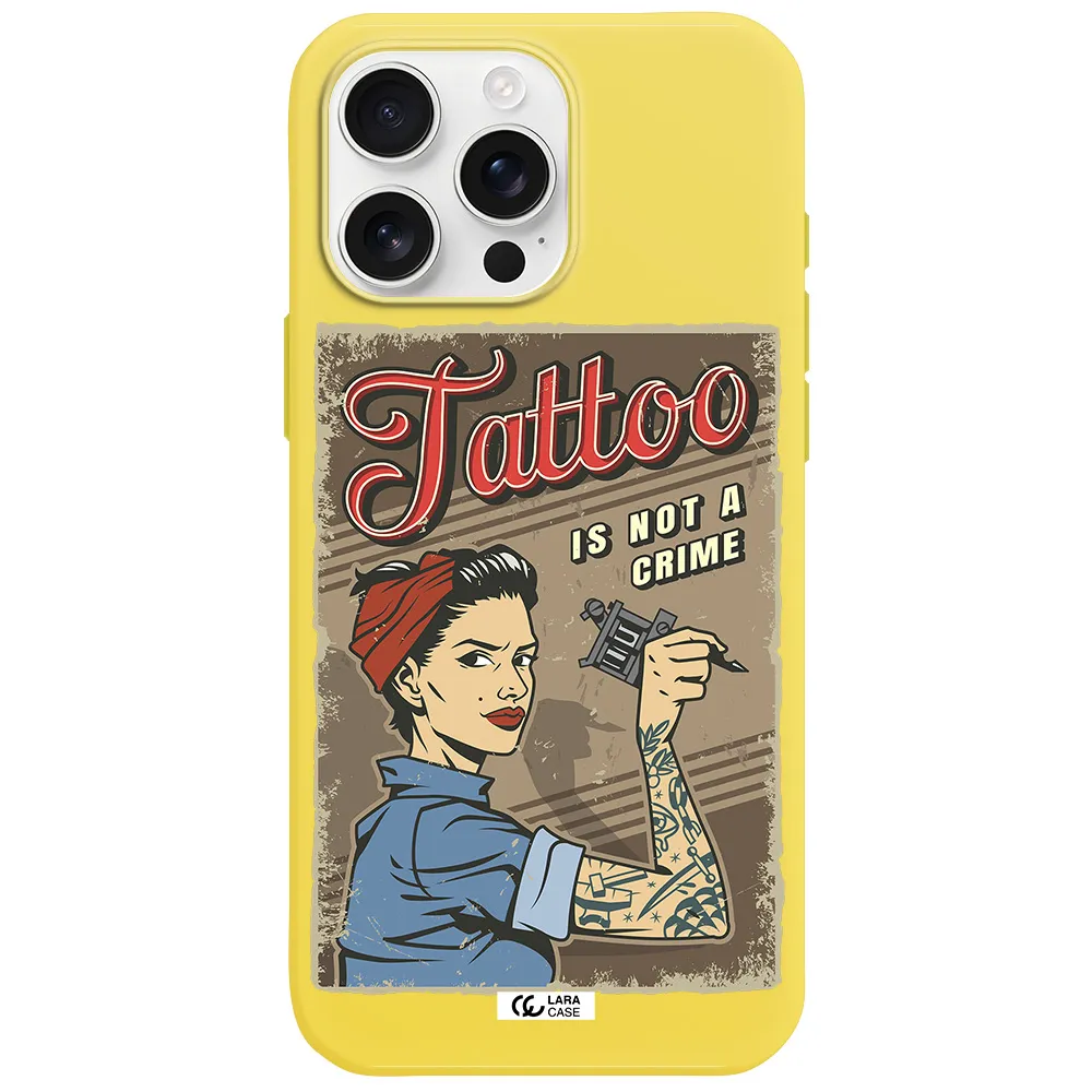 A Woman With Tattoo On Her Arm Apple Iphone 16 Pro Max Silicone Canary Yellow Case