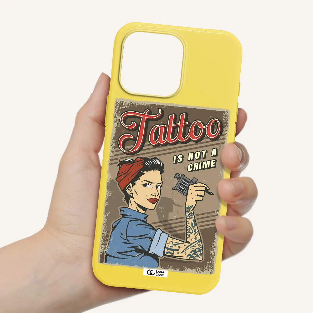 A Woman With Tattoo On Her Arm Apple Iphone 16 Pro Max Silicone Canary Yellow Case