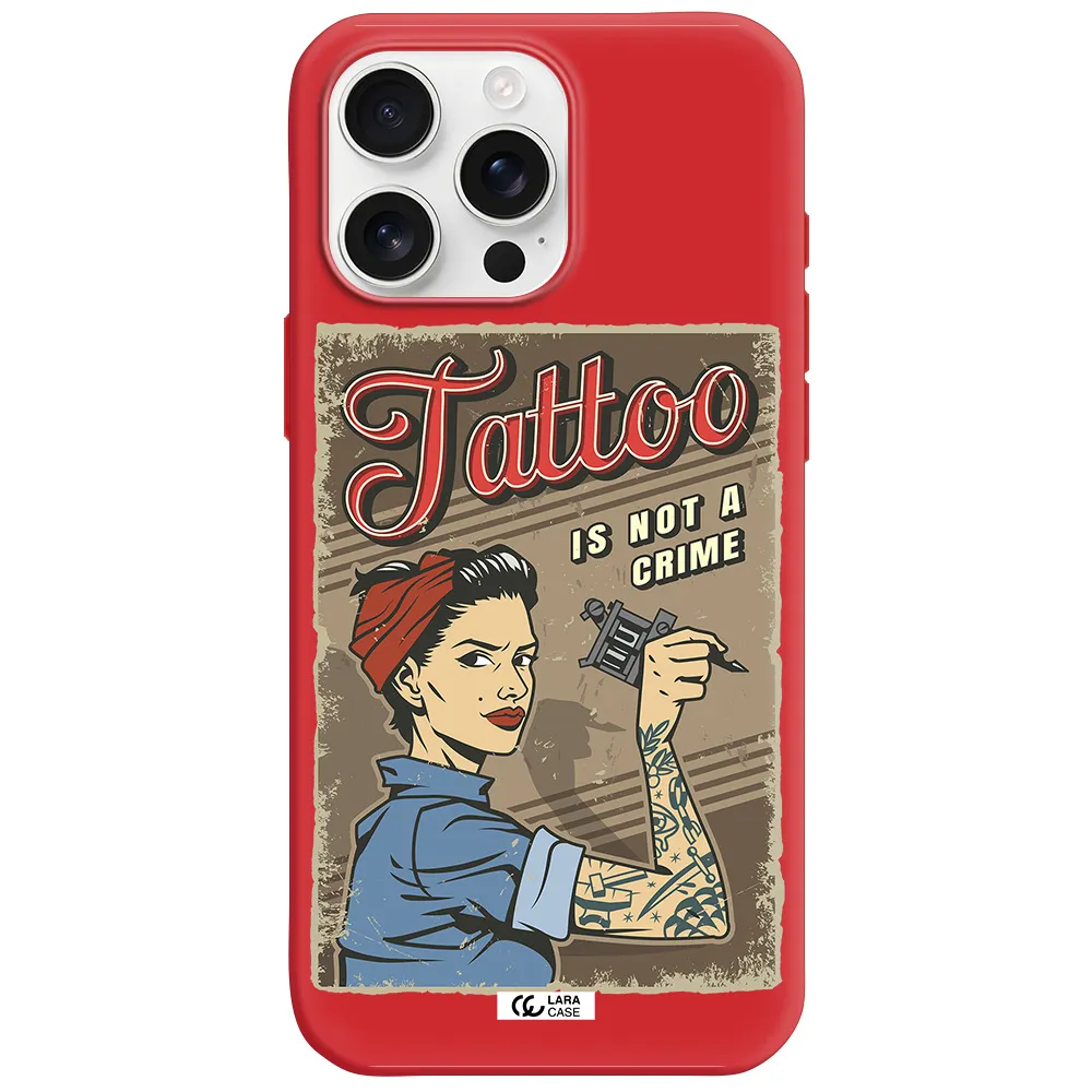 A Woman With Tattoo On Her Arm Apple Iphone 16 Pro Max Silicone Imperial Red Case