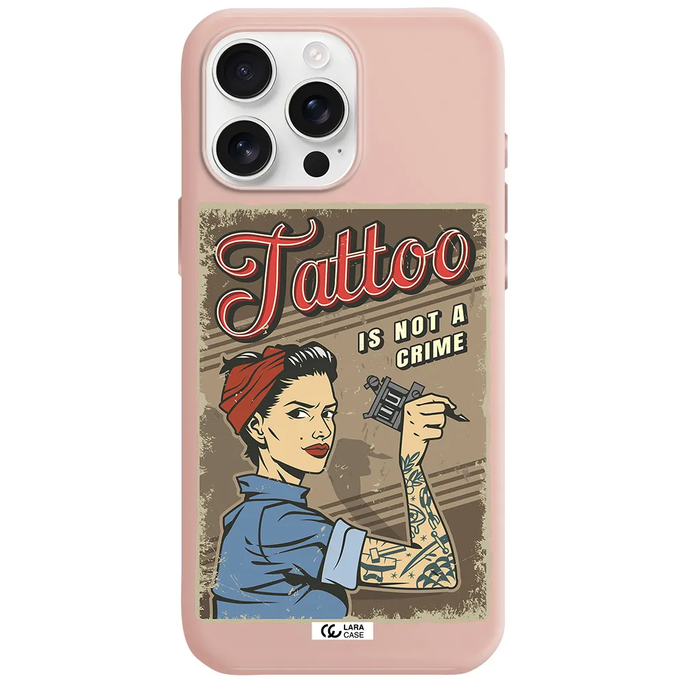 A Woman With Tattoo On Her Arm Apple Iphone 16 Pro Max Silicone Pastel Pink Case