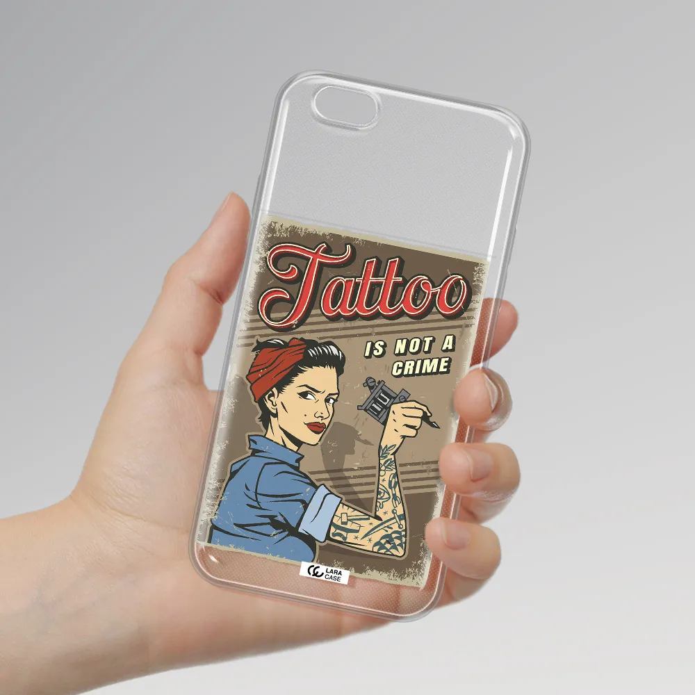 a woman with tattoo on her arm Apple iPhone 6 Clear TPU Case