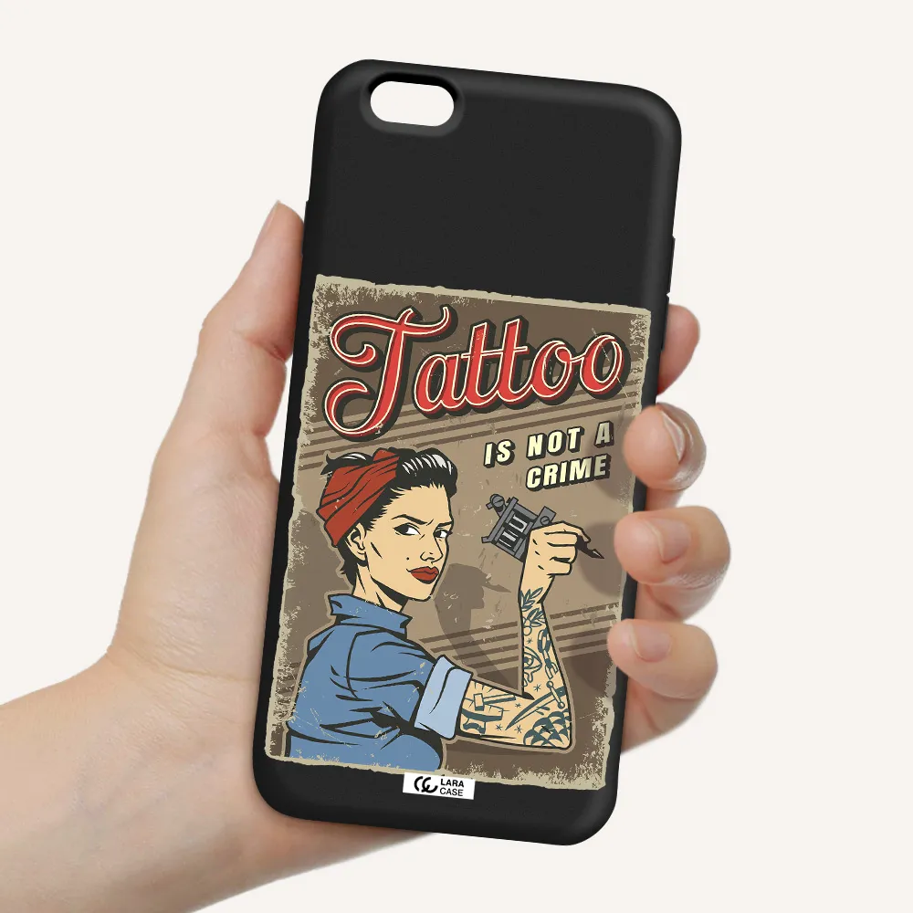 a woman with tattoo on her arm Apple iPhone 6 plus Silicone black Case