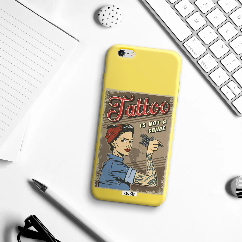 a woman with tattoo on her arm Apple iPhone 6 plus Silicone canary yellow Case