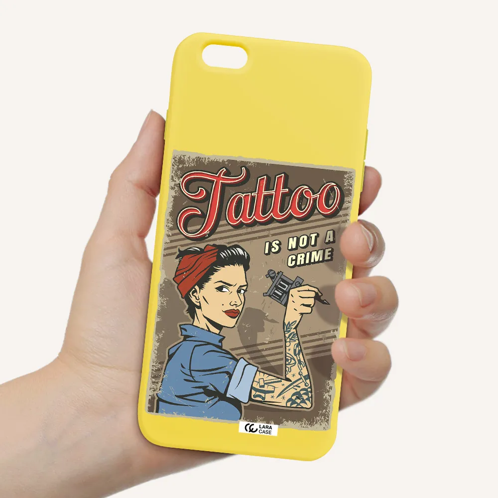 a woman with tattoo on her arm Apple iPhone 6 s plus Silicone canary yellow Case
