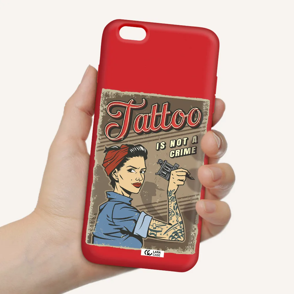 a woman with tattoo on her arm Apple iPhone 6 s plus Silicone Imperial Red Case
