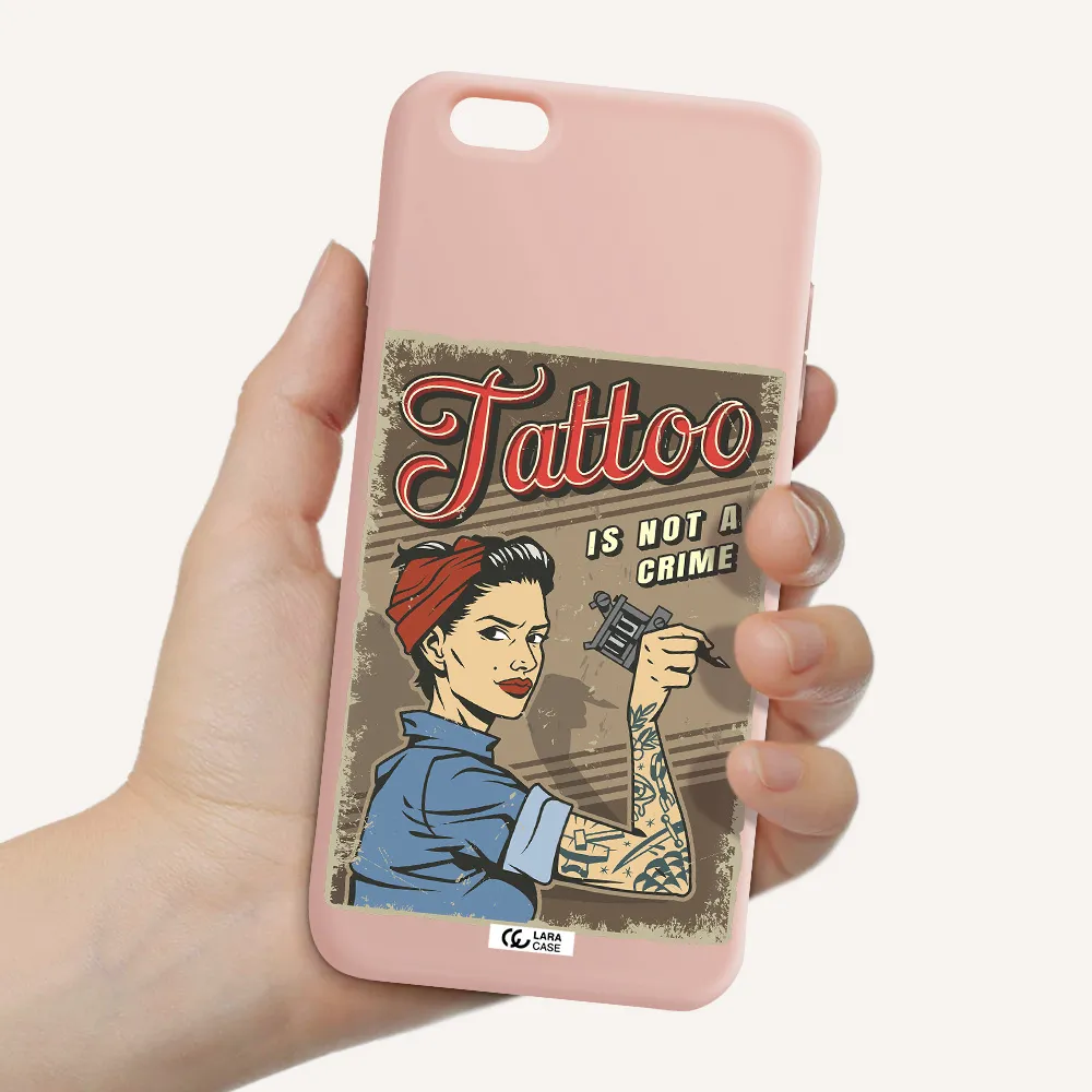 a woman with tattoo on her arm Apple iPhone 6 s plus Silicone pastel pink Case