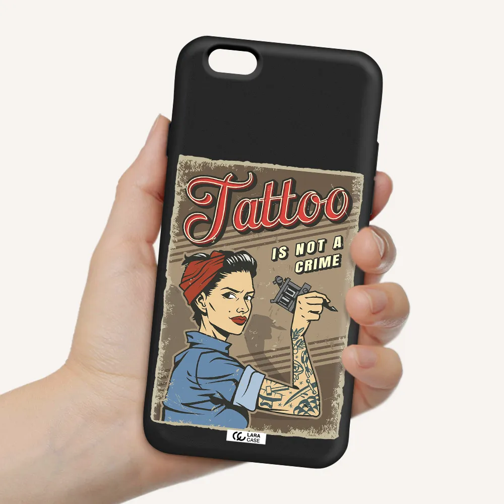 a woman with tattoo on her arm Apple iPhone 6 Silicone black Case