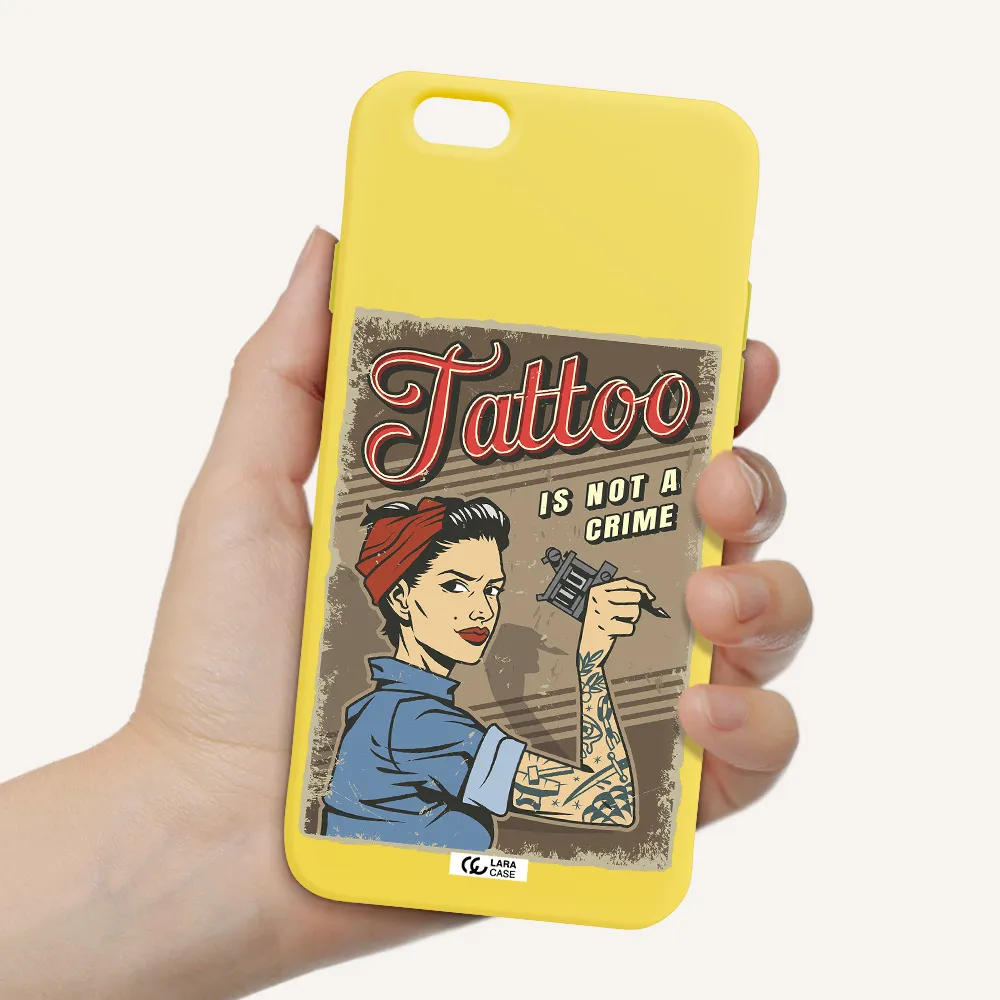 a woman with tattoo on her arm Apple iPhone 6 Silicone canary yellow Case