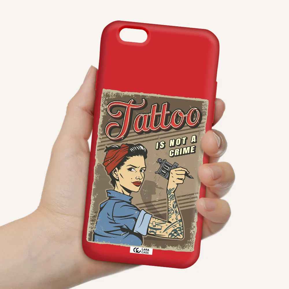 a woman with tattoo on her arm Apple iPhone 6 Silicone Imperial Red Case