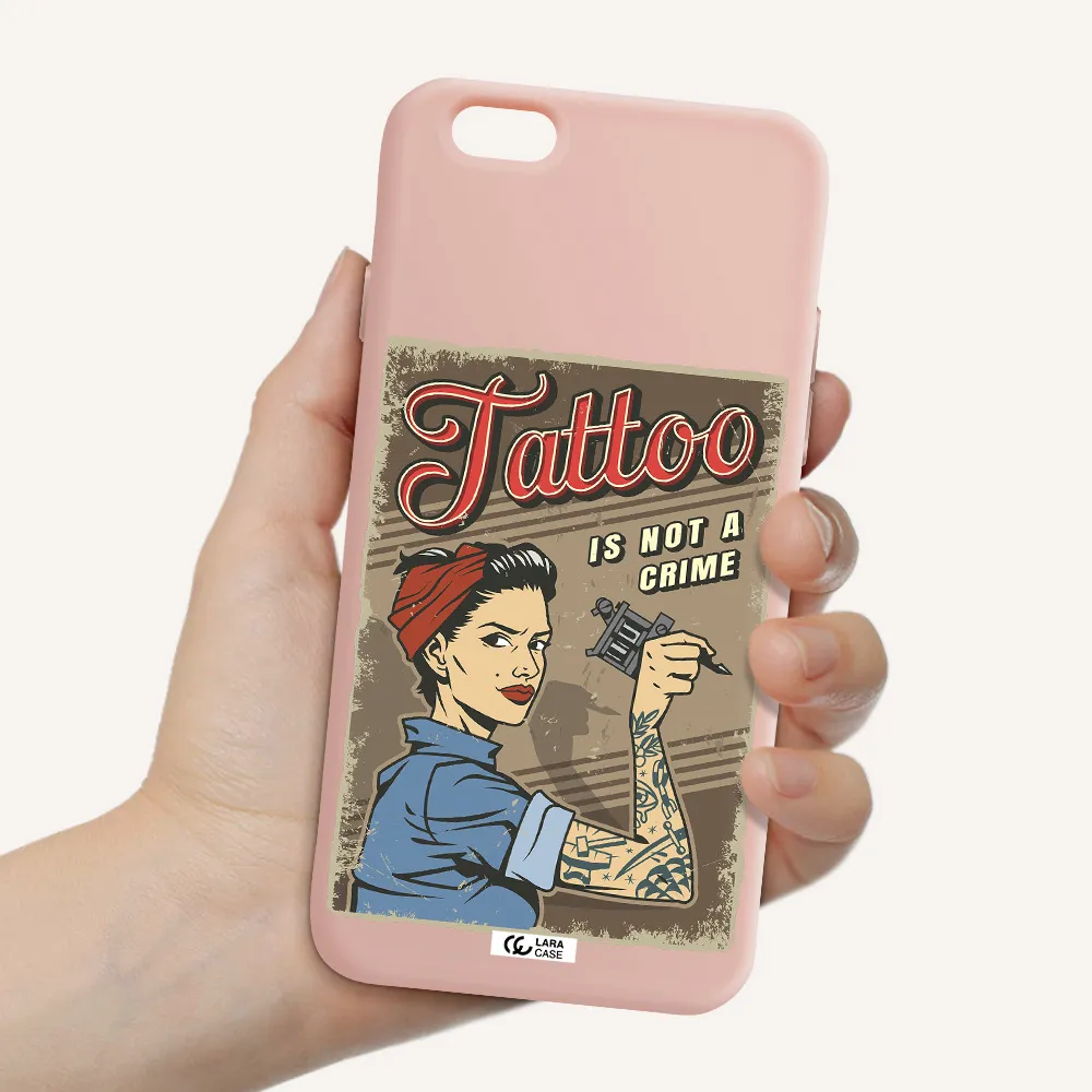 a woman with tattoo on her arm Apple iPhone 6 Silicone pastel pink Case