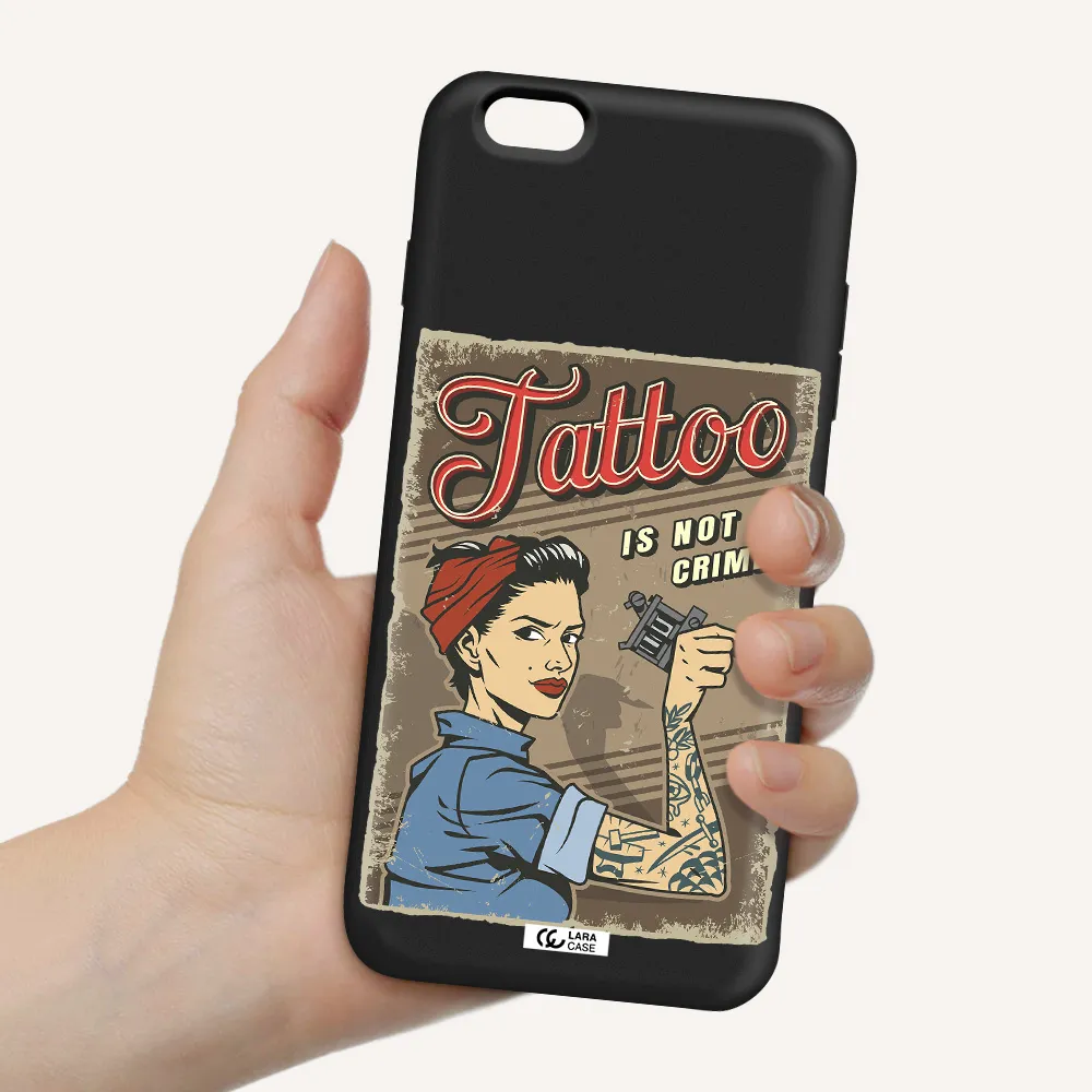 a woman with tattoo on her arm Apple iPhone 6S Silicone black Case