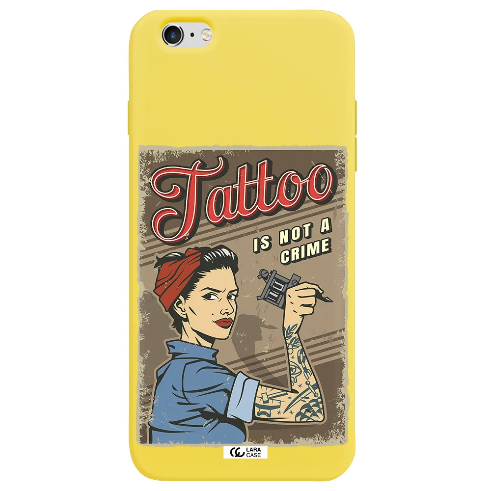a woman with tattoo on her arm Apple iPhone 6S Silicone canary yellow Case