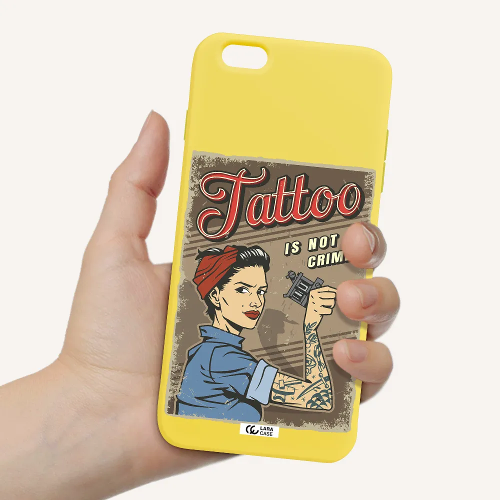 a woman with tattoo on her arm Apple iPhone 6S Silicone canary yellow Case