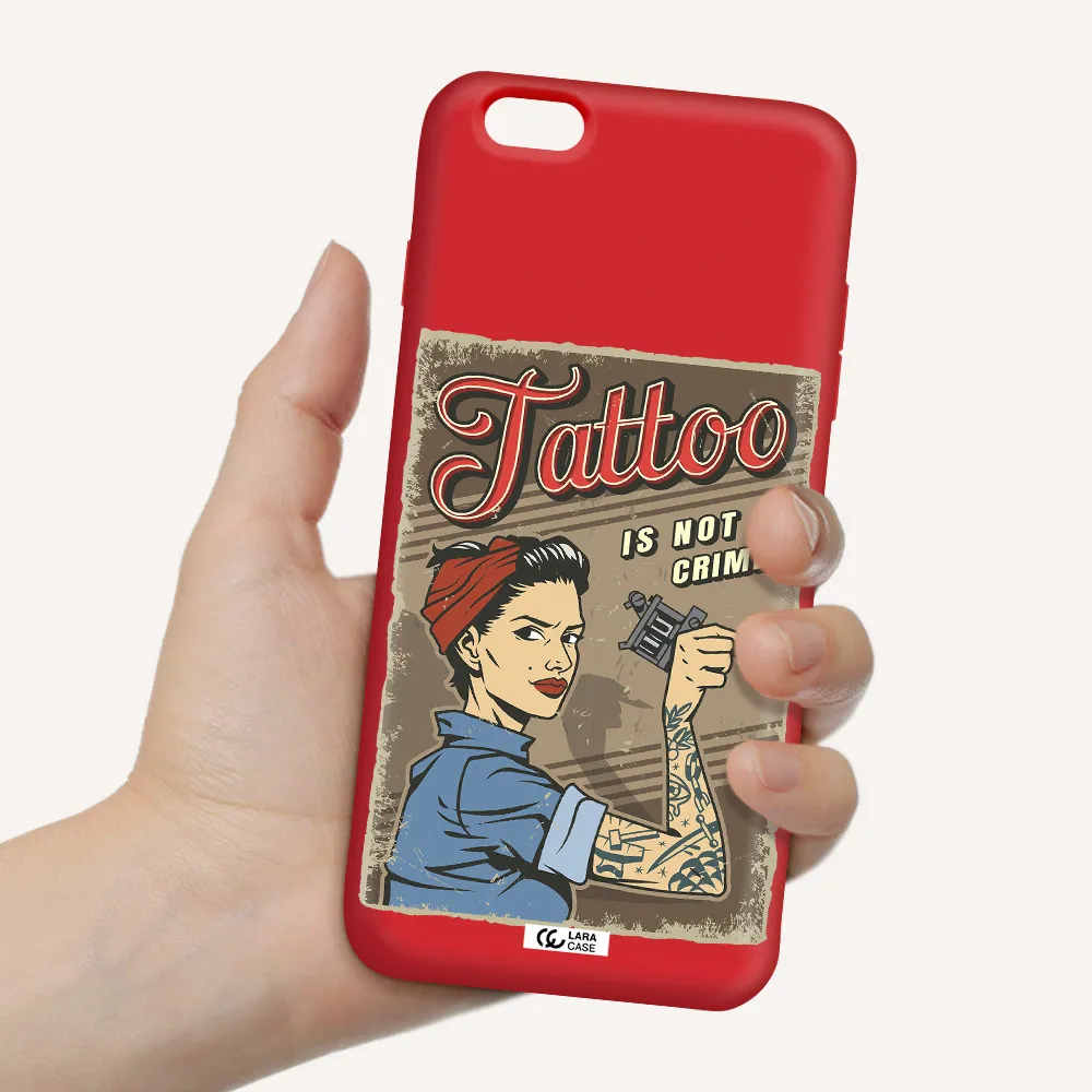 a woman with tattoo on her arm Apple iPhone 6S Silicone Imperial Red Case