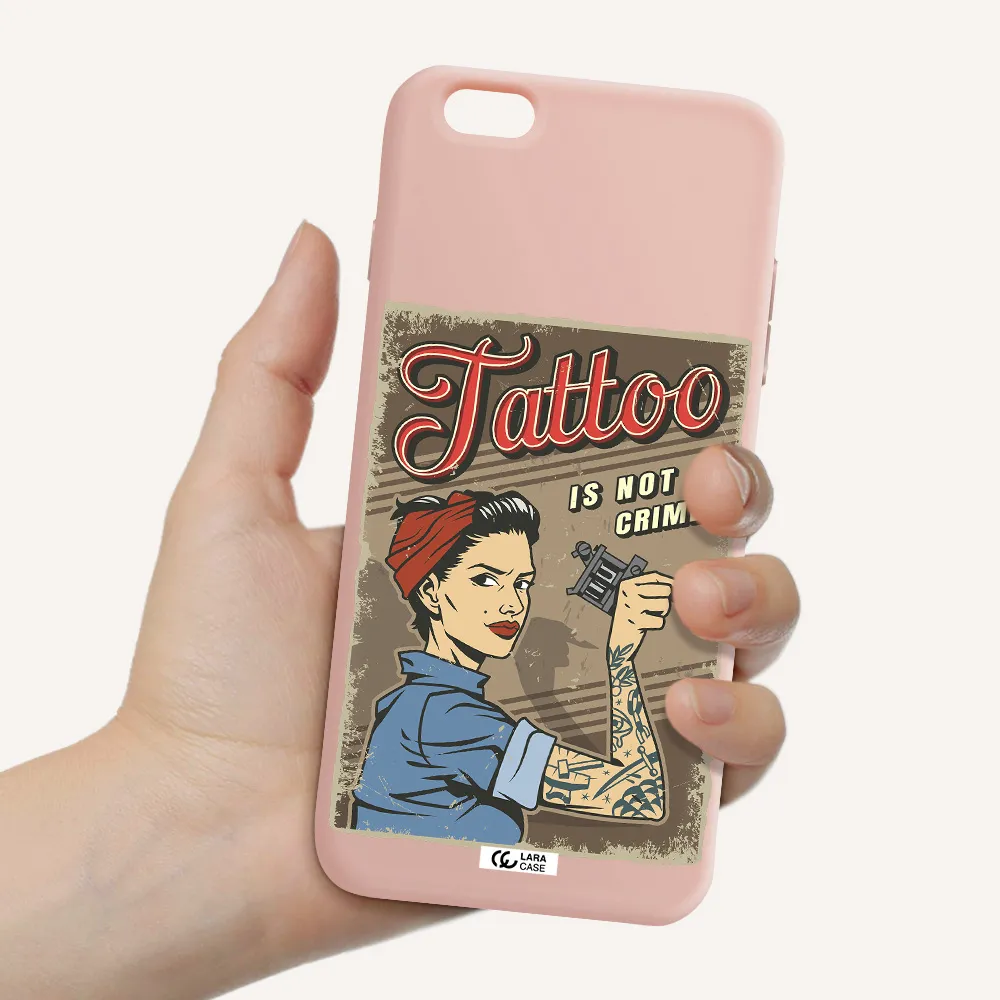 a woman with tattoo on her arm Apple iPhone 6S Silicone pastel pink Case