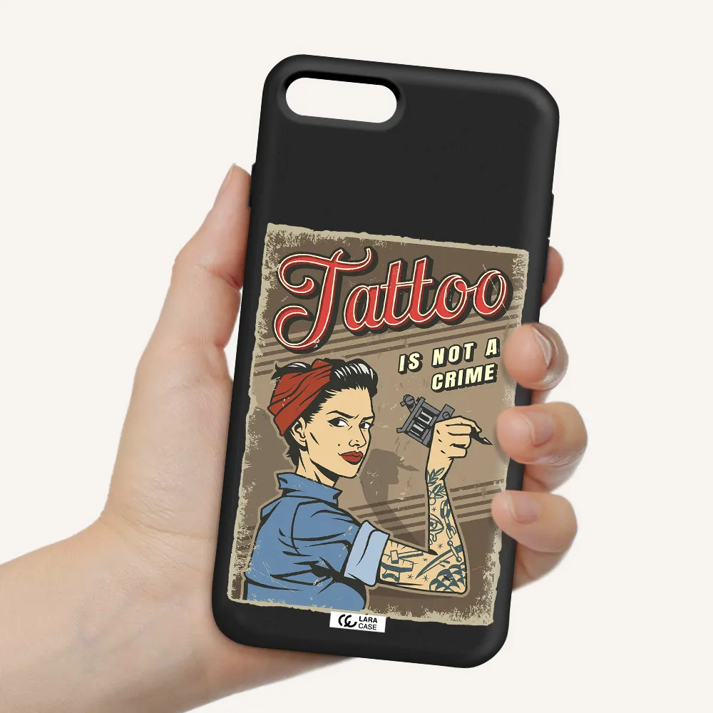 a woman with tattoo on her arm Apple iPhone 7 plus Silicone black Case
