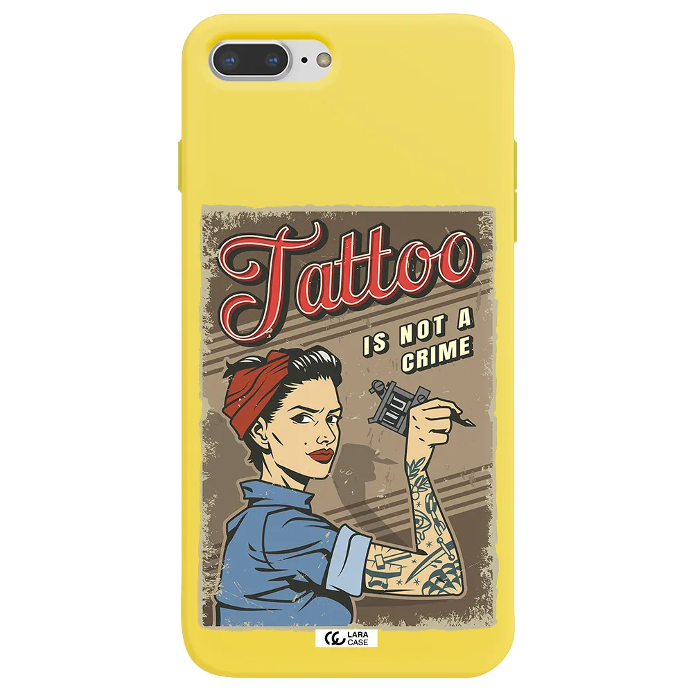 a woman with tattoo on her arm Apple iPhone 7 plus Silicone canary yellow Case