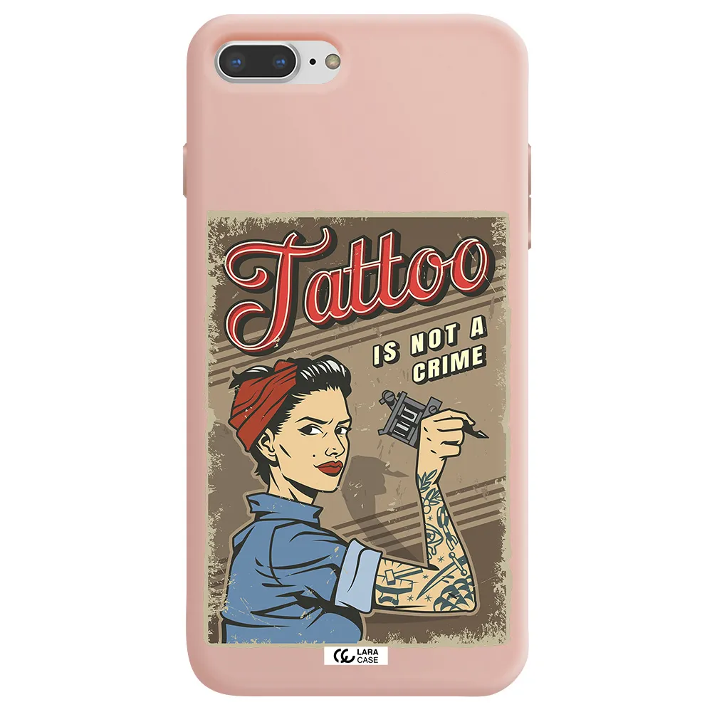 a woman with tattoo on her arm Apple iPhone 7 plus Silicone pastel pink Case