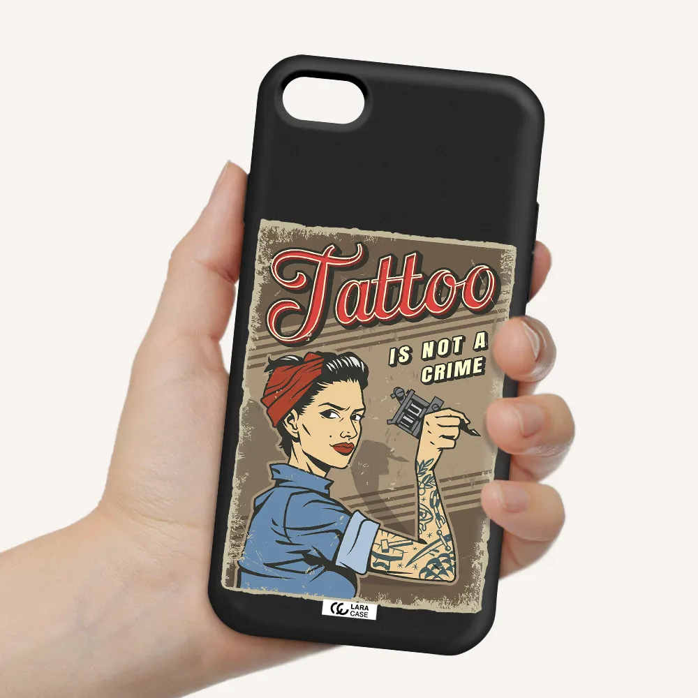 a woman with tattoo on her arm Apple iPhone 7 Silicone black Case