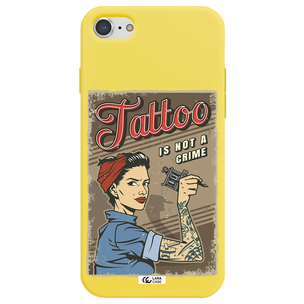 a woman with tattoo on her arm Apple iPhone 7 Silicone canary yellow Case