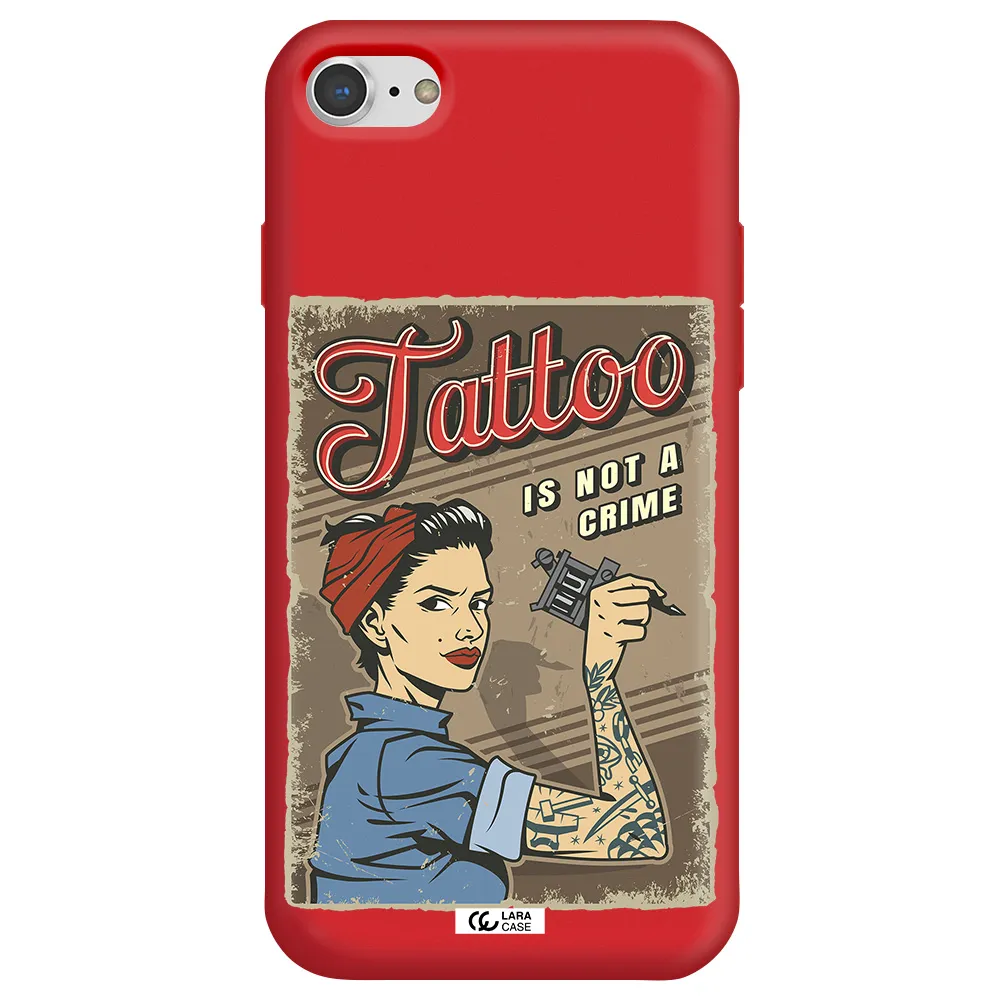a woman with tattoo on her arm Apple iPhone 7 Silicone Imperial Red Case