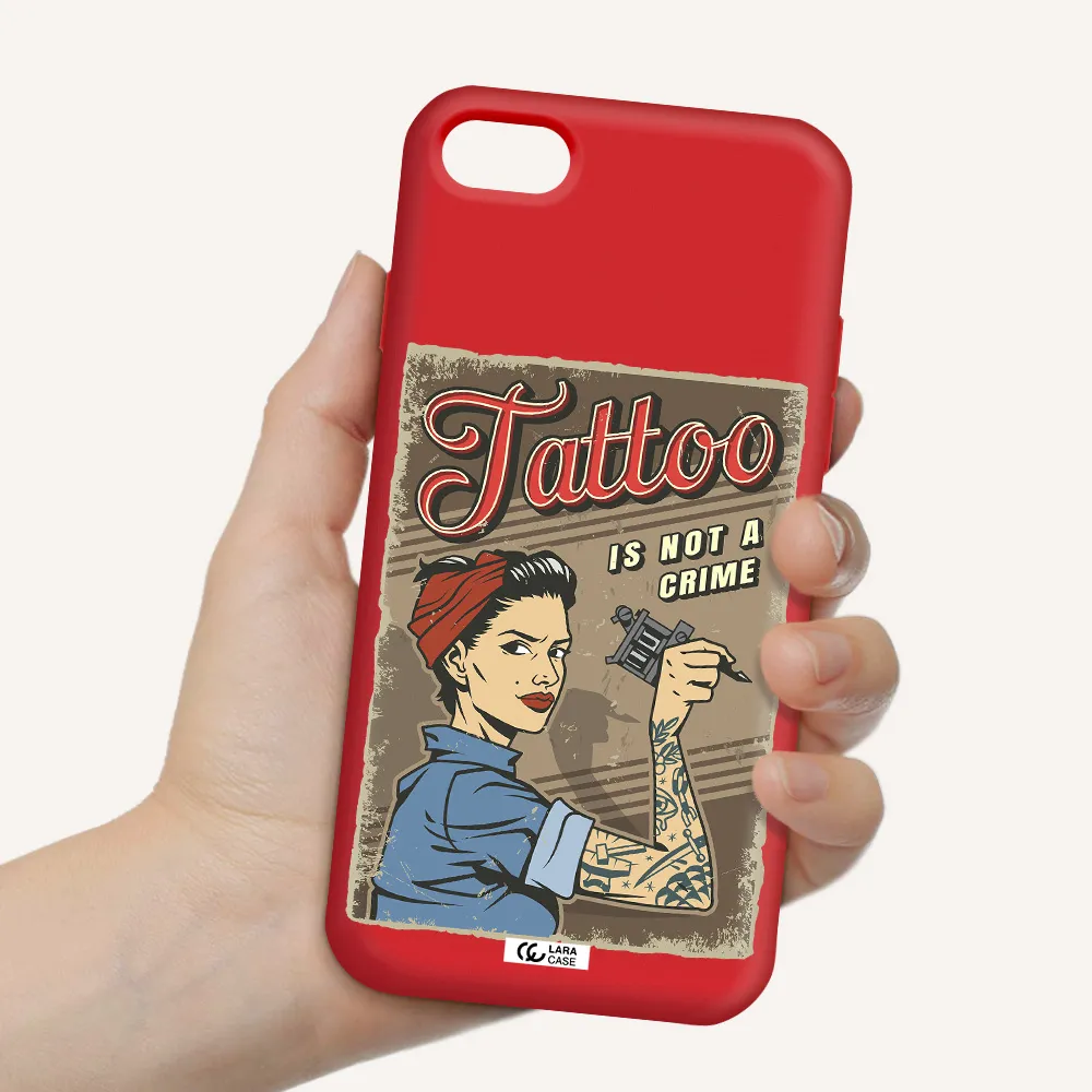 a woman with tattoo on her arm Apple iPhone 7 Silicone Imperial Red Case