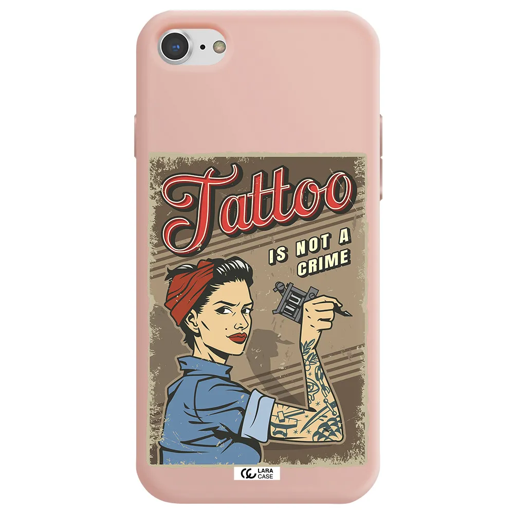 a woman with tattoo on her arm Apple iPhone 7 Silicone pastel pink Case