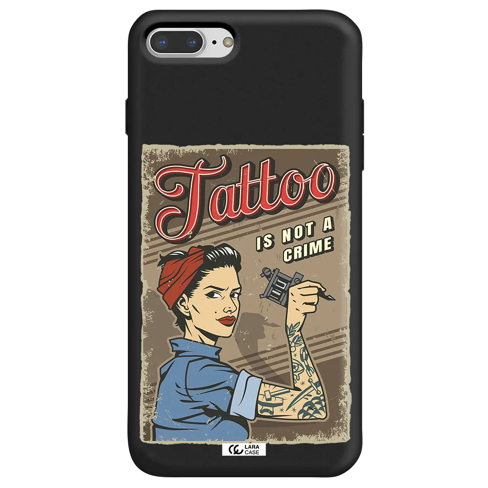 a woman with tattoo on her arm Apple iPhone 8 plus Silicone black Case