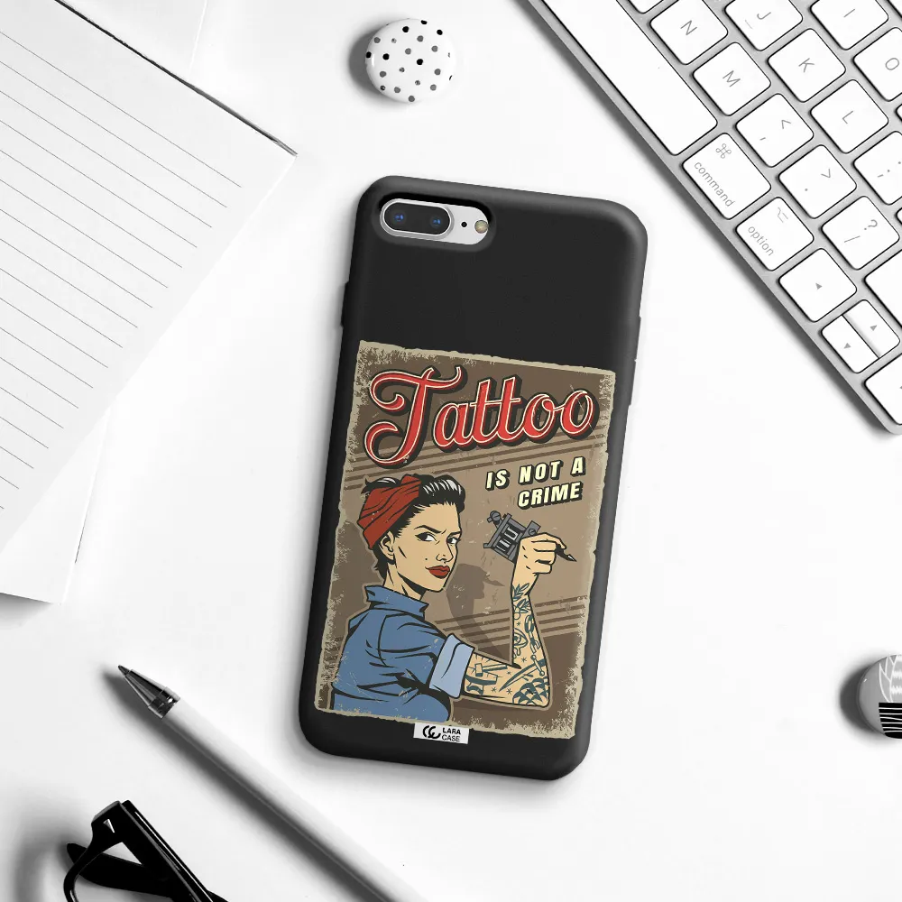 a woman with tattoo on her arm Apple iPhone 8 plus Silicone black Case