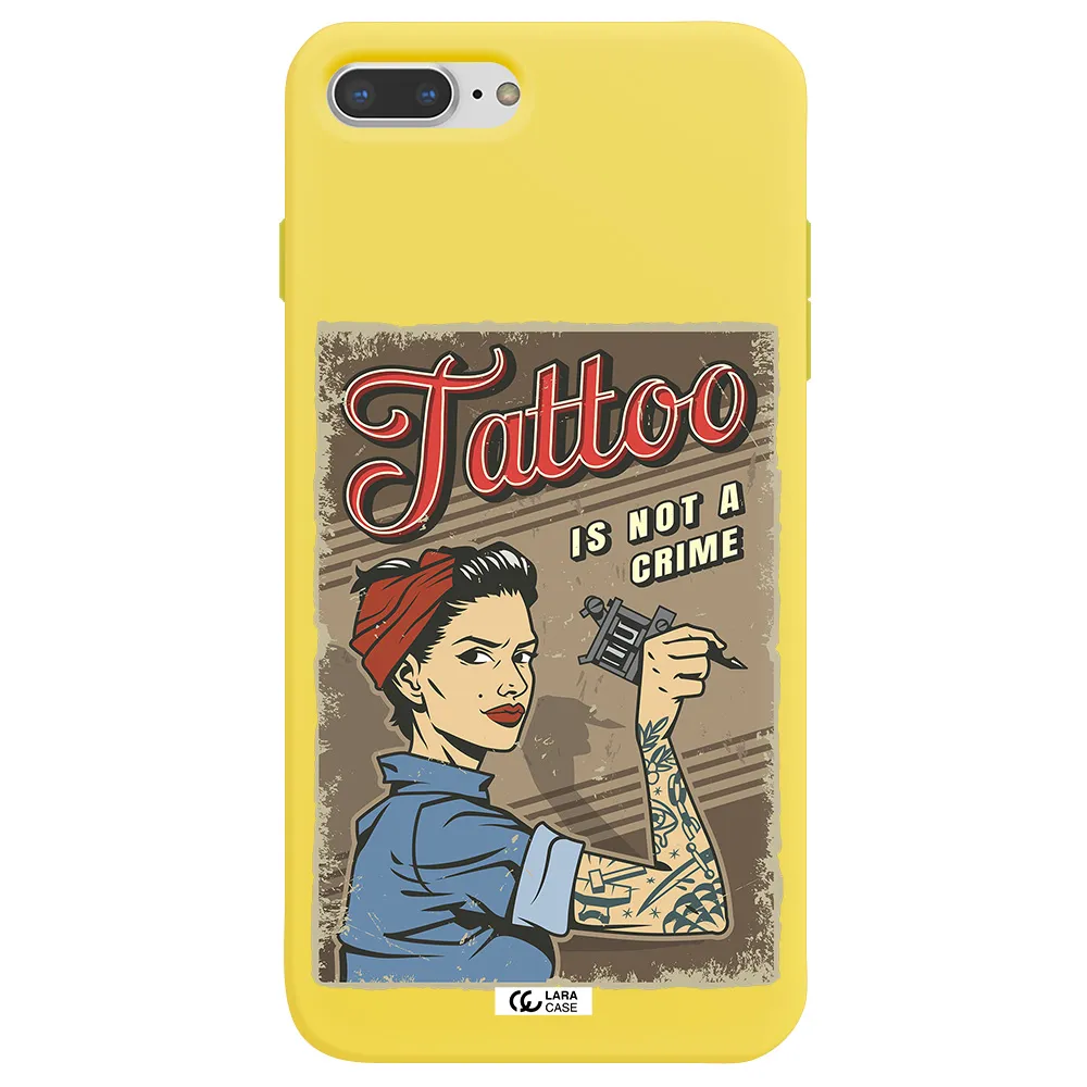 a woman with tattoo on her arm Apple iPhone 8 plus Silicone canary yellow Case